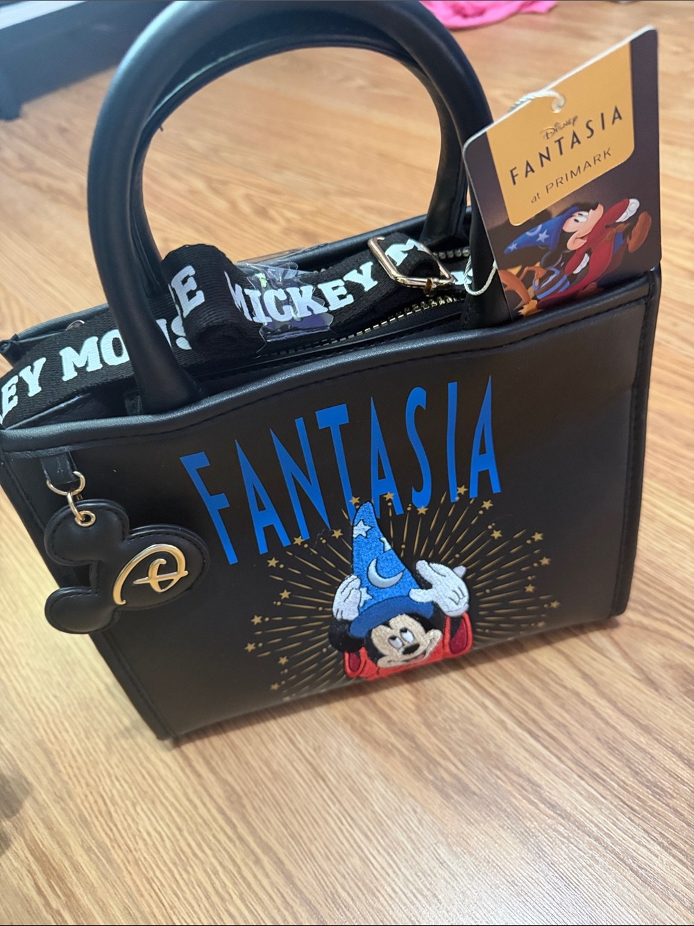Disney Fantasia Black Satchel with Blue Lettering and Gold Accents